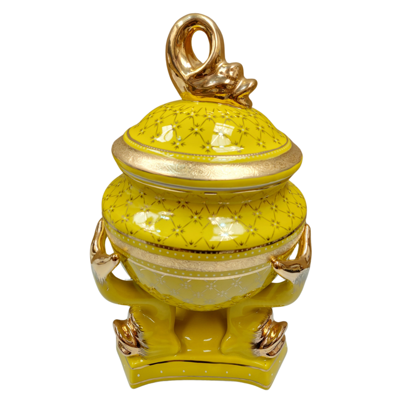 Sopera Porcelana base Peces 40 x 25 cm (Amarillo con dorado) 16 in
